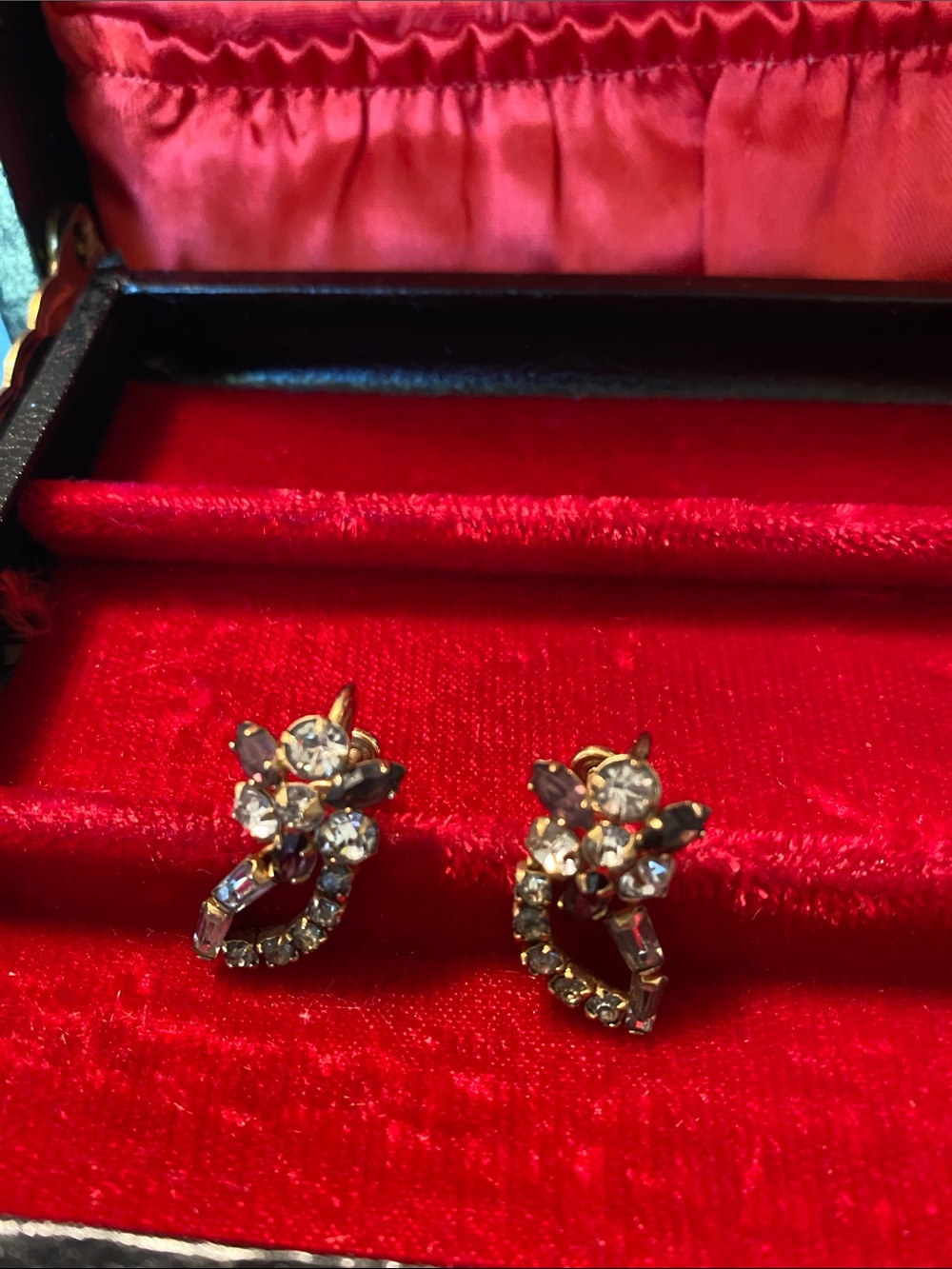 Vintage Rhinestone Cluster Earrings